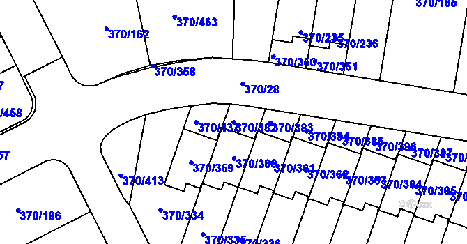 Parcela st. 370/382 v KÚ Cholupice, Katastrální mapa