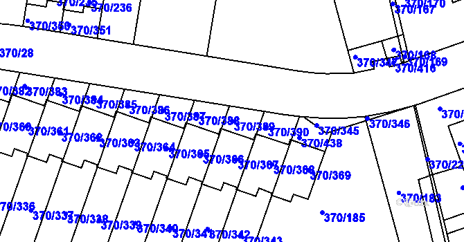 Parcela st. 370/389 v KÚ Cholupice, Katastrální mapa