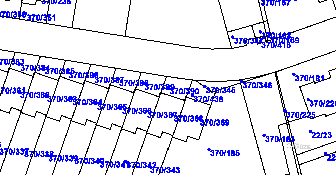 Parcela st. 370/390 v KÚ Cholupice, Katastrální mapa