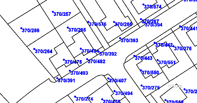 Parcela st. 370/392 v KÚ Cholupice, Katastrální mapa