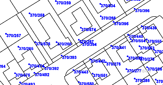 Parcela st. 370/394 v KÚ Cholupice, Katastrální mapa