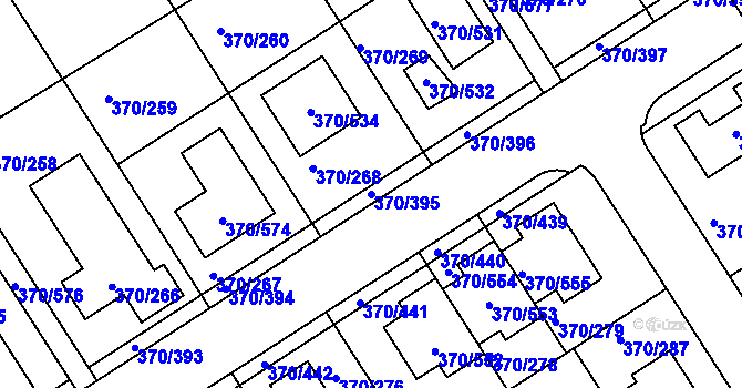 Parcela st. 370/395 v KÚ Cholupice, Katastrální mapa