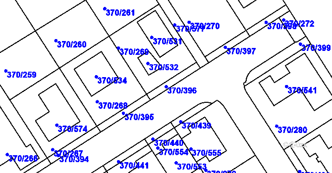 Parcela st. 370/396 v KÚ Cholupice, Katastrální mapa