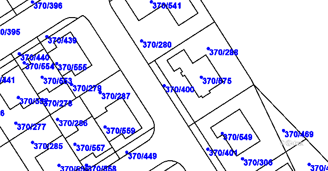 Parcela st. 370/400 v KÚ Cholupice, Katastrální mapa
