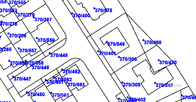 Parcela st. 370/401 v KÚ Cholupice, Katastrální mapa