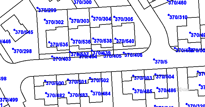 Parcela st. 370/405 v KÚ Cholupice, Katastrální mapa