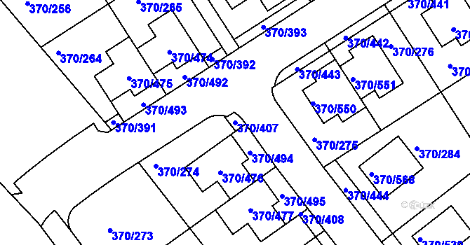Parcela st. 370/407 v KÚ Cholupice, Katastrální mapa