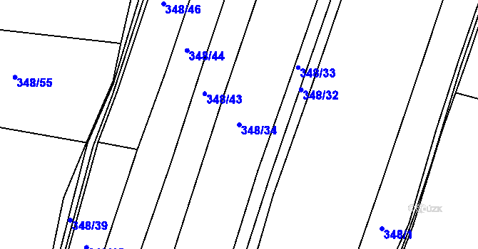 Parcela st. 348/34 v KÚ Cholupice, Katastrální mapa