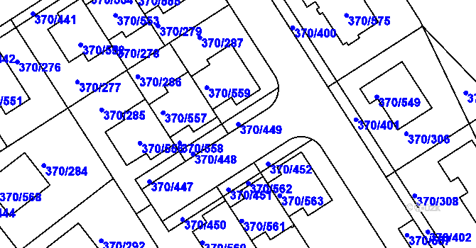 Parcela st. 370/449 v KÚ Cholupice, Katastrální mapa