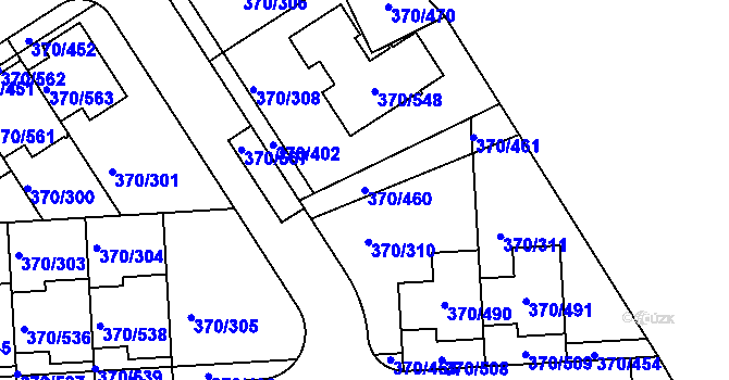 Parcela st. 370/460 v KÚ Cholupice, Katastrální mapa
