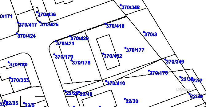 Parcela st. 370/462 v KÚ Cholupice, Katastrální mapa