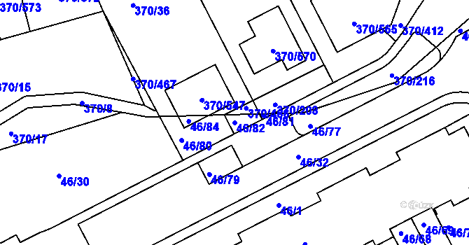 Parcela st. 46/82 v KÚ Cholupice, Katastrální mapa