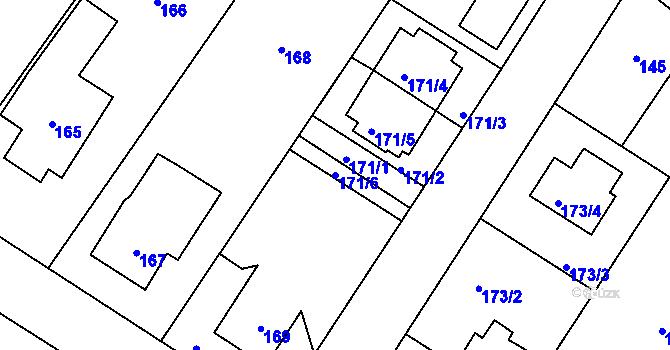 Parcela st. 171/6 v KÚ Cholupice, Katastrální mapa