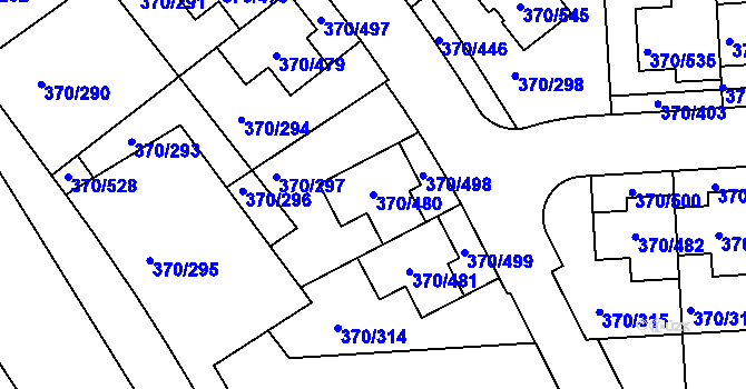 Parcela st. 370/480 v KÚ Cholupice, Katastrální mapa