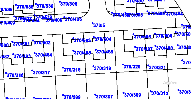 Parcela st. 370/486 v KÚ Cholupice, Katastrální mapa