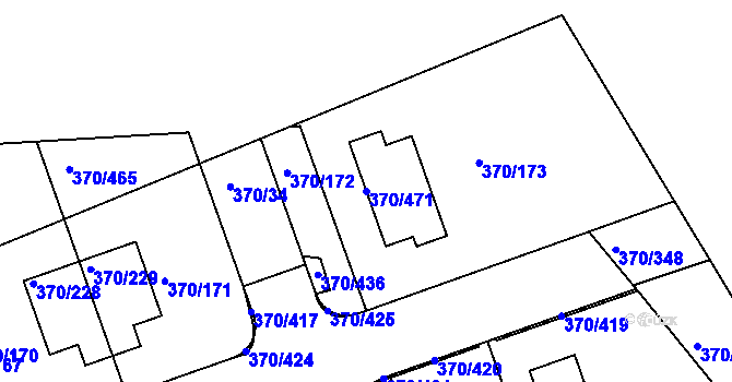 Parcela st. 370/471 v KÚ Cholupice, Katastrální mapa