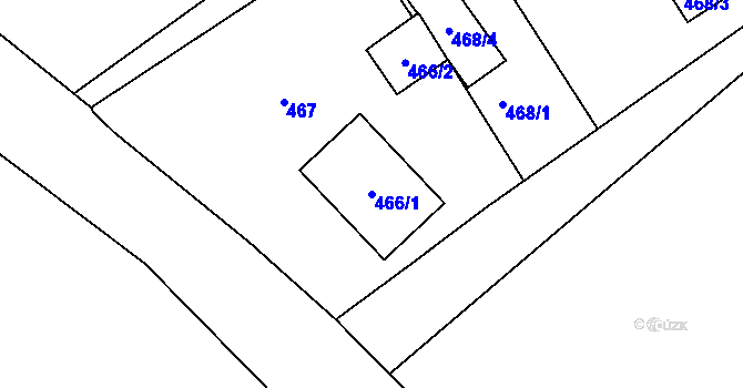 Parcela st. 466/1 v KÚ Cholupice, Katastrální mapa