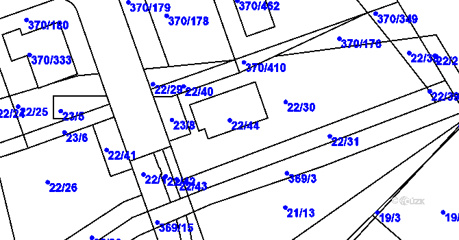 Parcela st. 22/44 v KÚ Cholupice, Katastrální mapa