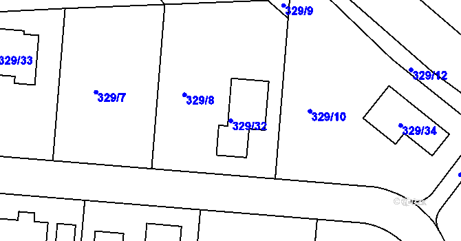 Parcela st. 329/32 v KÚ Cholupice, Katastrální mapa