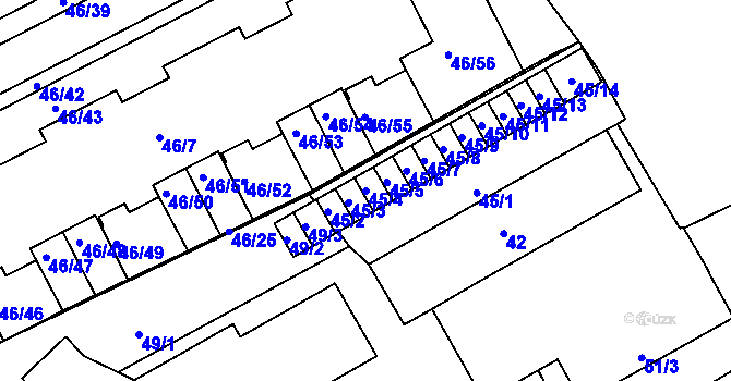 Parcela st. 45/4 v KÚ Cholupice, Katastrální mapa