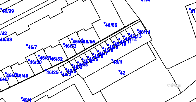 Parcela st. 45/7 v KÚ Cholupice, Katastrální mapa