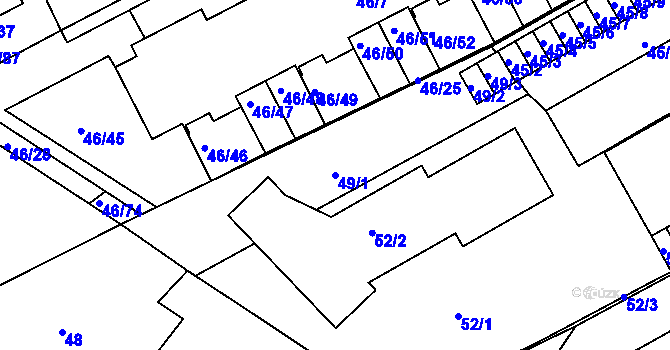 Parcela st. 49/1 v KÚ Cholupice, Katastrální mapa