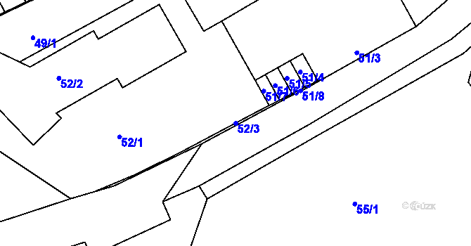 Parcela st. 52/3 v KÚ Cholupice, Katastrální mapa