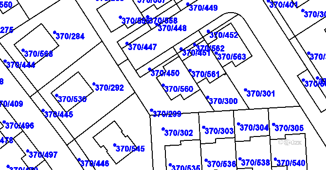 Parcela st. 370/560 v KÚ Cholupice, Katastrální mapa