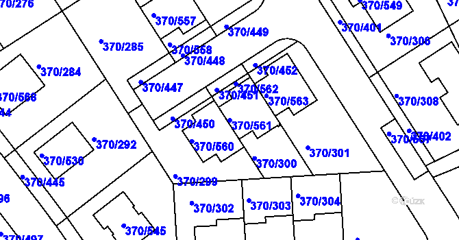 Parcela st. 370/561 v KÚ Cholupice, Katastrální mapa