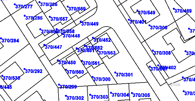 Parcela st. 370/563 v KÚ Cholupice, Katastrální mapa