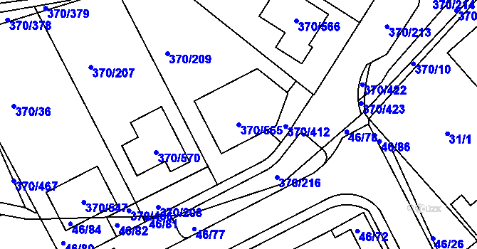 Parcela st. 370/565 v KÚ Cholupice, Katastrální mapa