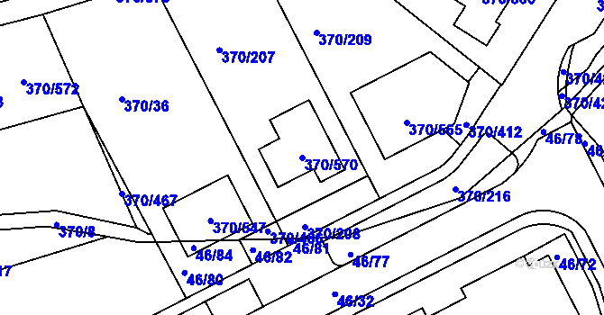 Parcela st. 370/570 v KÚ Cholupice, Katastrální mapa