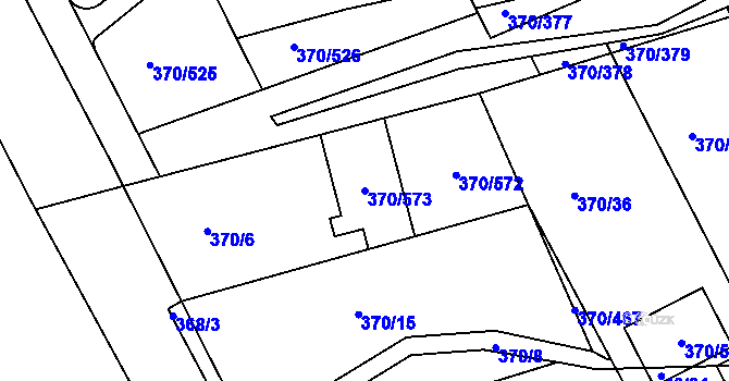 Parcela st. 370/573 v KÚ Cholupice, Katastrální mapa
