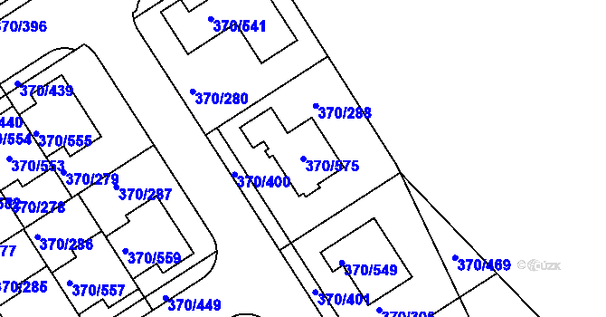 Parcela st. 370/575 v KÚ Cholupice, Katastrální mapa