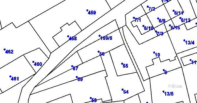 Parcela st. 56 v KÚ Točná, Katastrální mapa