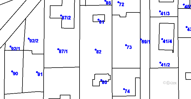Parcela st. 82 v KÚ Točná, Katastrální mapa