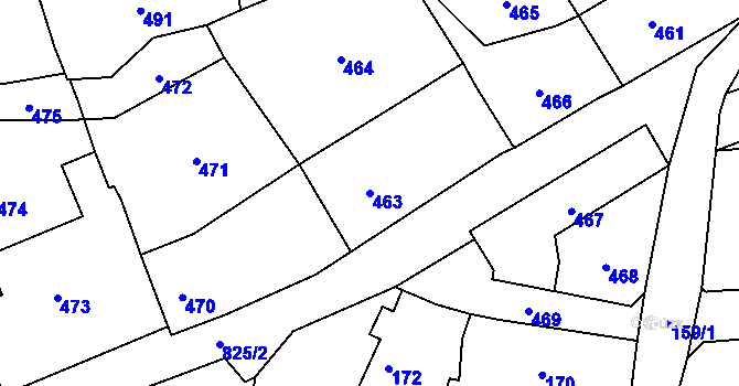Parcela st. 463 v KÚ Točná, Katastrální mapa