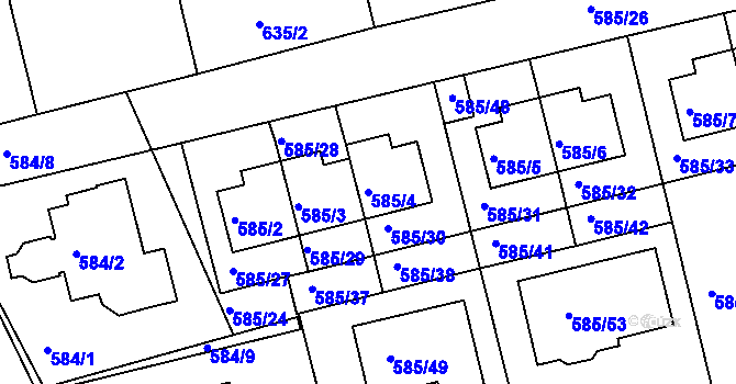 Parcela st. 585/4 v KÚ Točná, Katastrální mapa