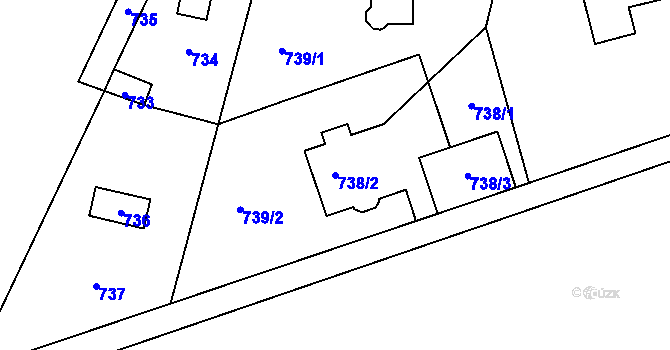 Parcela st. 738/2 v KÚ Točná, Katastrální mapa
