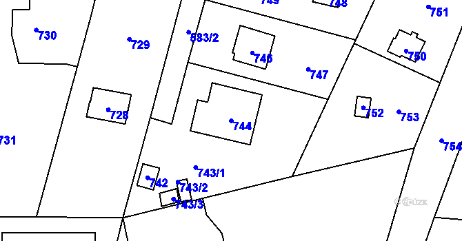 Parcela st. 744 v KÚ Točná, Katastrální mapa