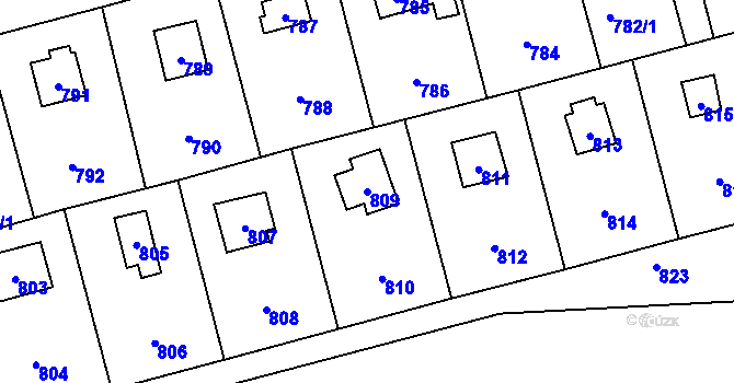 Parcela st. 809 v KÚ Točná, Katastrální mapa