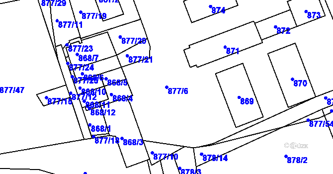 Parcela st. 877/6 v KÚ Točná, Katastrální mapa