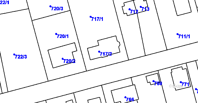 Parcela st. 717/2 v KÚ Točná, Katastrální mapa