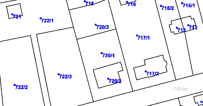 Parcela st. 720/1 v KÚ Točná, Katastrální mapa