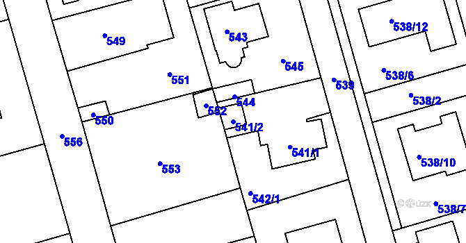 Parcela st. 541/2 v KÚ Točná, Katastrální mapa