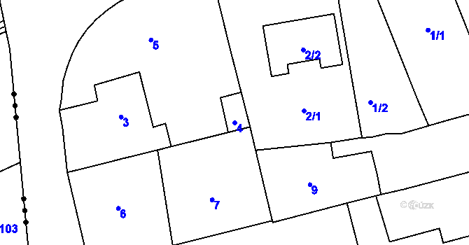 Parcela st. 4 v KÚ Chomoutov, Katastrální mapa