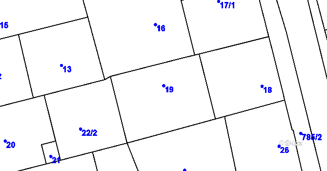 Parcela st. 19 v KÚ Chomoutov, Katastrální mapa