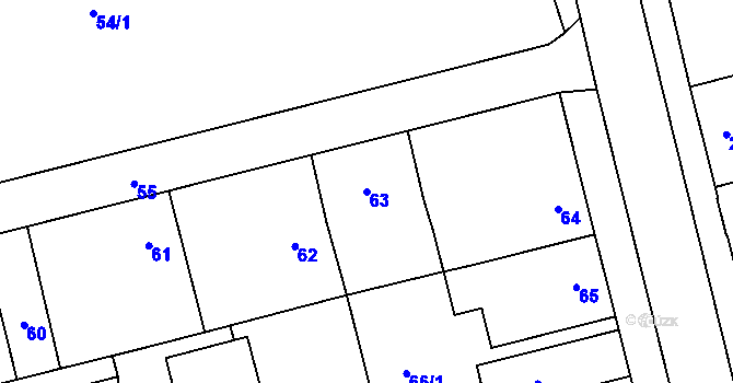 Parcela st. 63 v KÚ Chomoutov, Katastrální mapa
