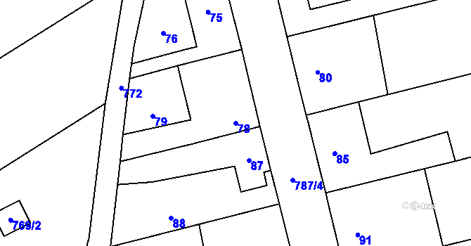 Parcela st. 78 v KÚ Chomoutov, Katastrální mapa