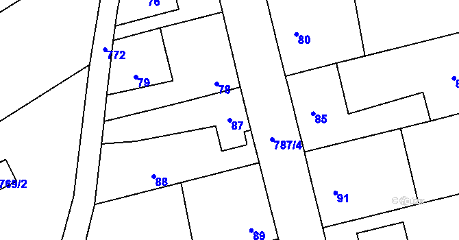 Parcela st. 87 v KÚ Chomoutov, Katastrální mapa